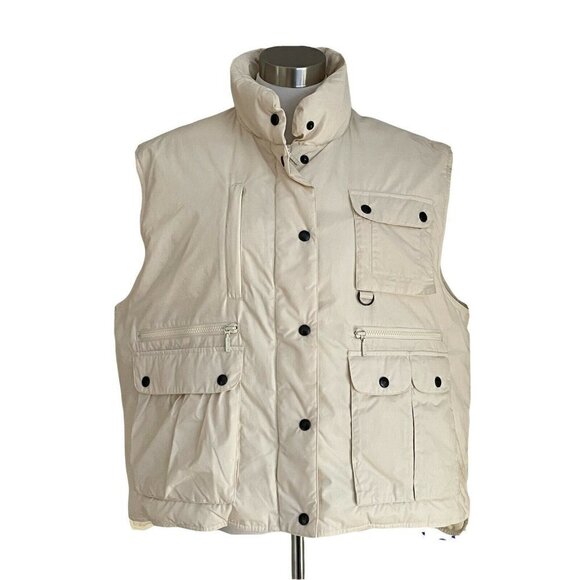 Eddie Bauer Vintage Womens XL Eggshell Goosedown Down Puffer Vest 90s Streetwear - Picture 1 of 5